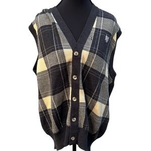 Vintage Plaid‎ Knit Sweater Vest Menswear Style Preppy Grandpa Whimsigoth